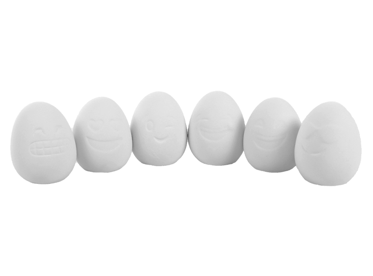 Emoji-Ostereier, 6er-Set, 6 cm hoch