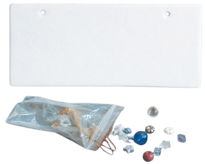 Plaque Rectangulaire 20x9 cm, set avec perles_Keramik_RECH - Ceramique Peinture EI