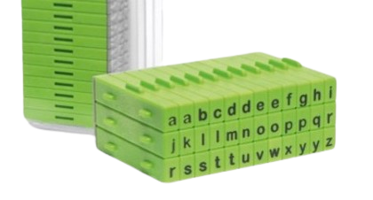 Kleinbuchstaben Stempel, 36-teiliges Set, steckbar