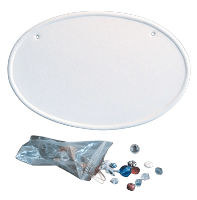 Grande Plaque Ovale 23x15 cm, set avec perles_Keramik_OVAS - Ceramique Peinture EI