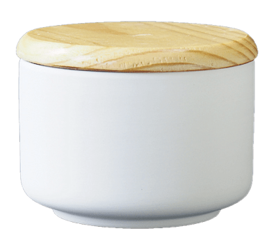 Moyenne boîte avec couvercle en bois Ø 10 cm, H 8 cm_Keramik_DOHOM - Ceramique Peinture EI