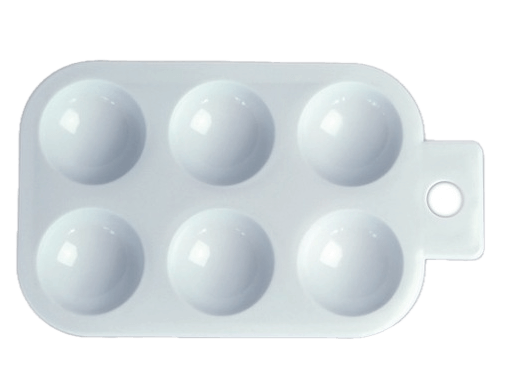 Palette de peinture en plastique, 6 puits, 9x13 cm_Zubehör_PALET6 - Ceramique Peinture EI